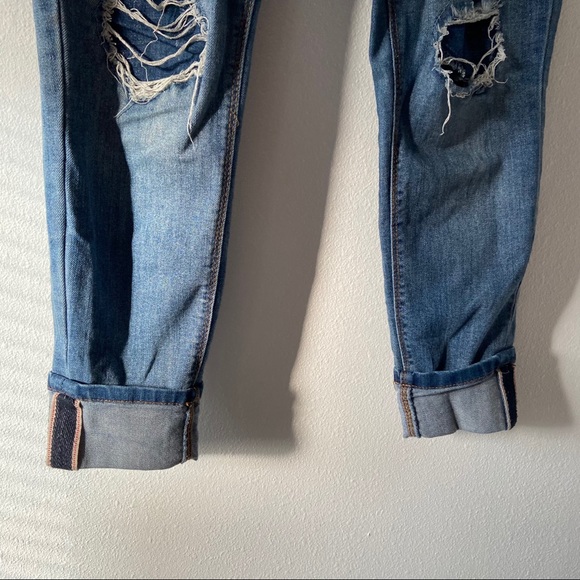 Cropped Skinny Distressed Jeans Size 7 Cotton Blend Multi Button - Picture 5 of 15